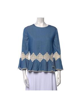 Jonathan Simkhai Bateau Neckline Three-Quarter Sleeve Blouse Size XS